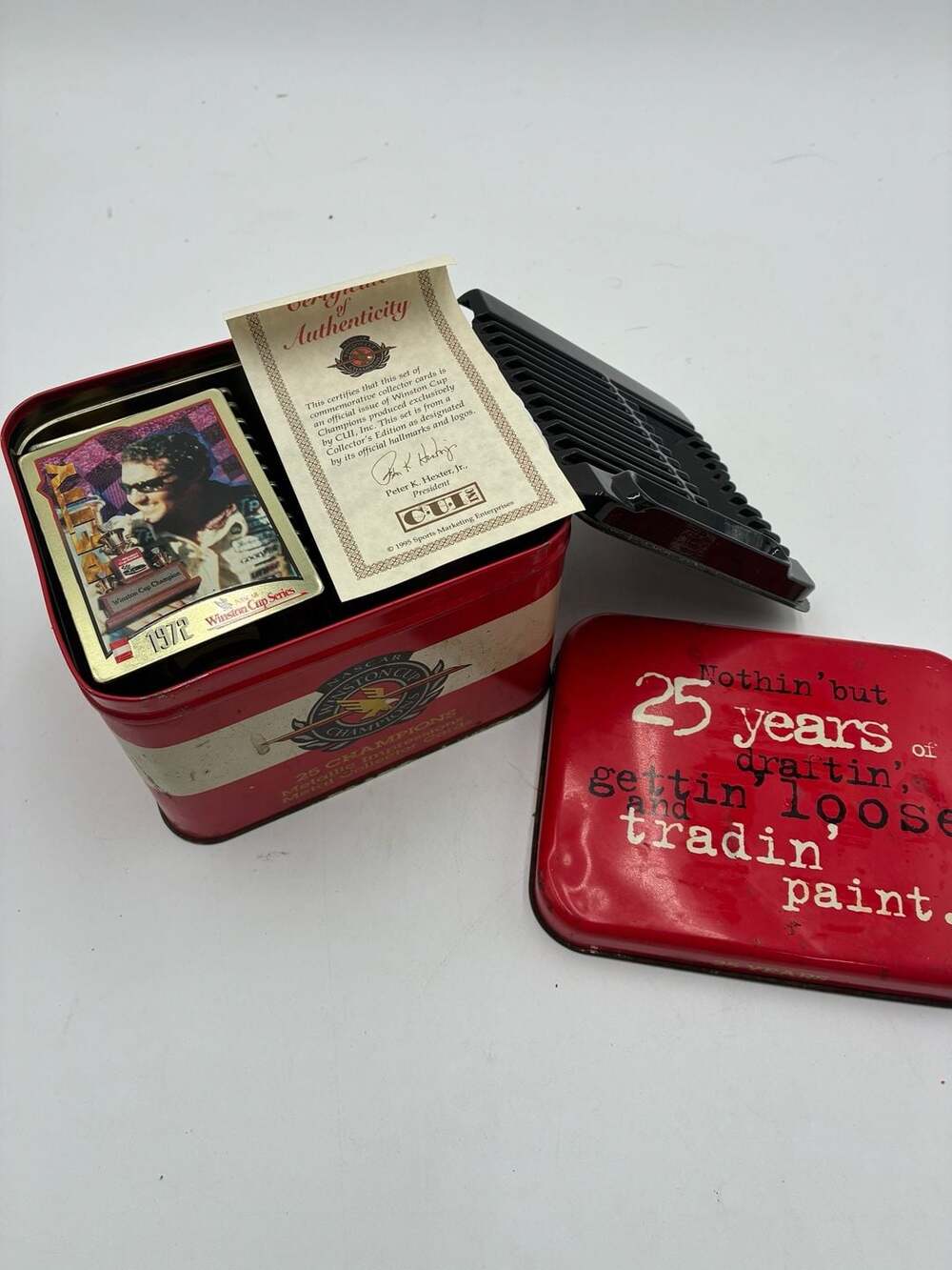 95 NASCAR Winston Cup Champion 25th Anniversary Metal Collector Card Set in Tin